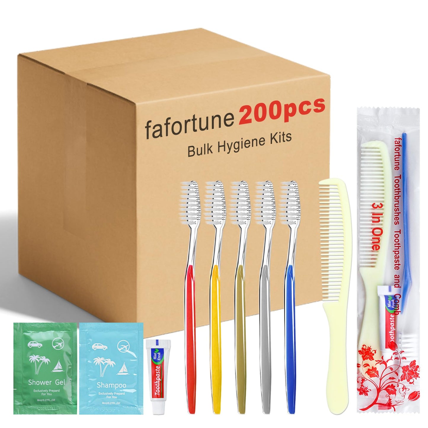 Bulk Hygiene Kits for Homeless,Disposable Toothbrushes with Toothpaste and Comb for Homeless Individually Wrapped，Basic Toiletry Kits Travel Size Shampoo And Body Wash For Hotel,Air Bnb Charity(20)
